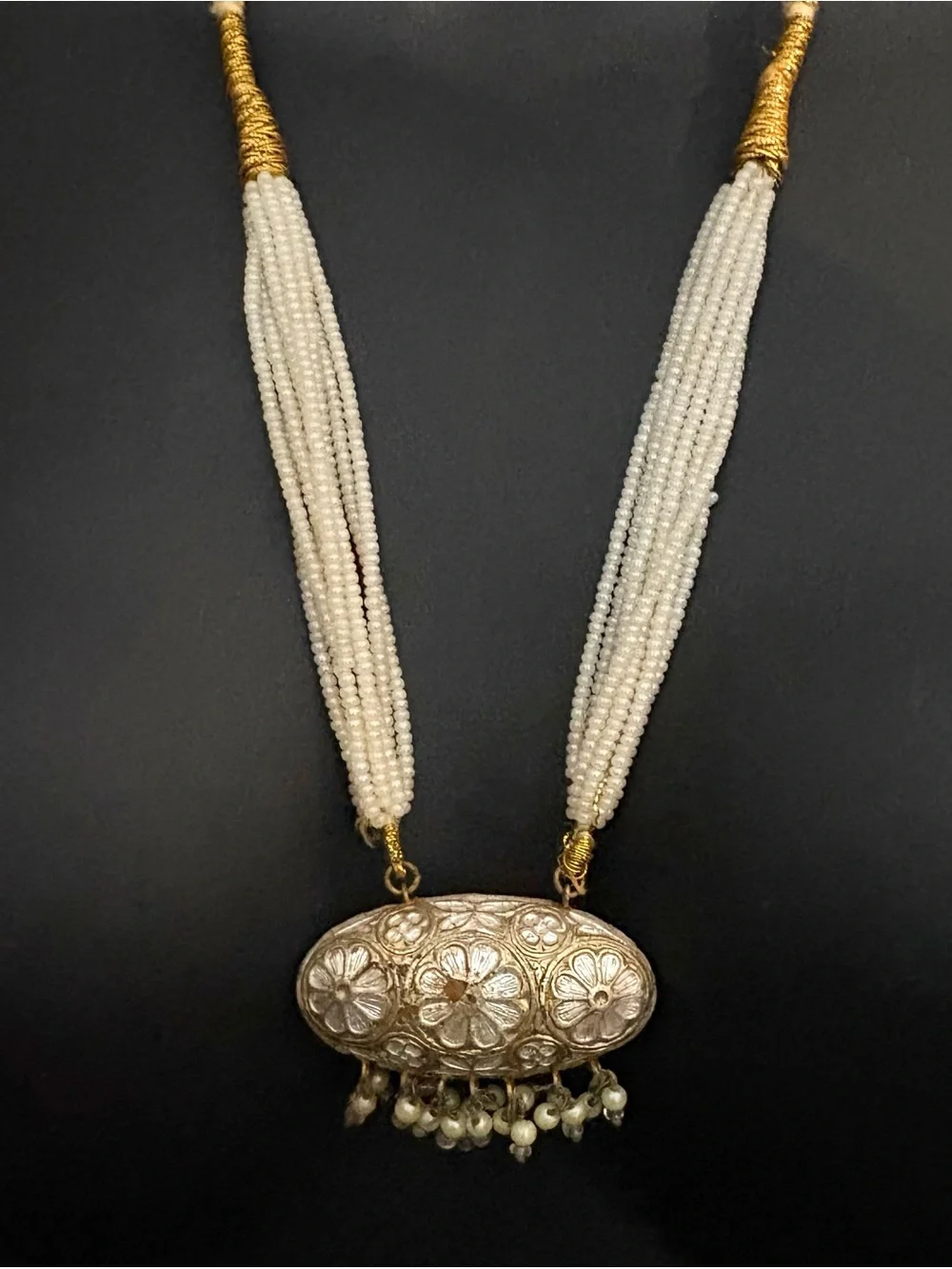 ✨ STUNNING HYDERABADI JADAU PEARL PENDANT MALA / RANI HAAR ✨